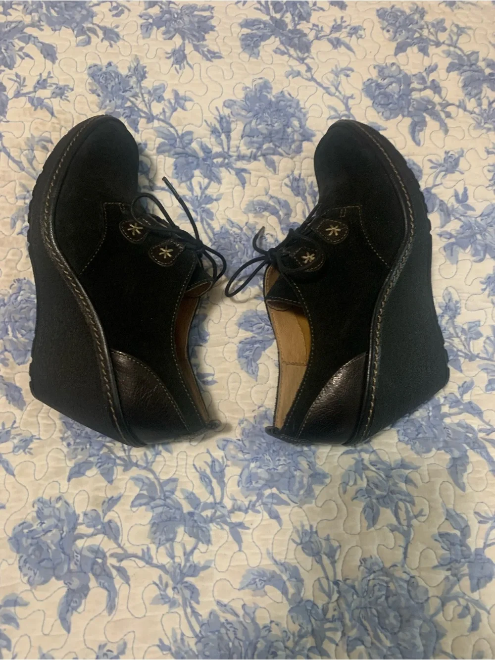 Sofft Black Wedge Lace-Up Booties